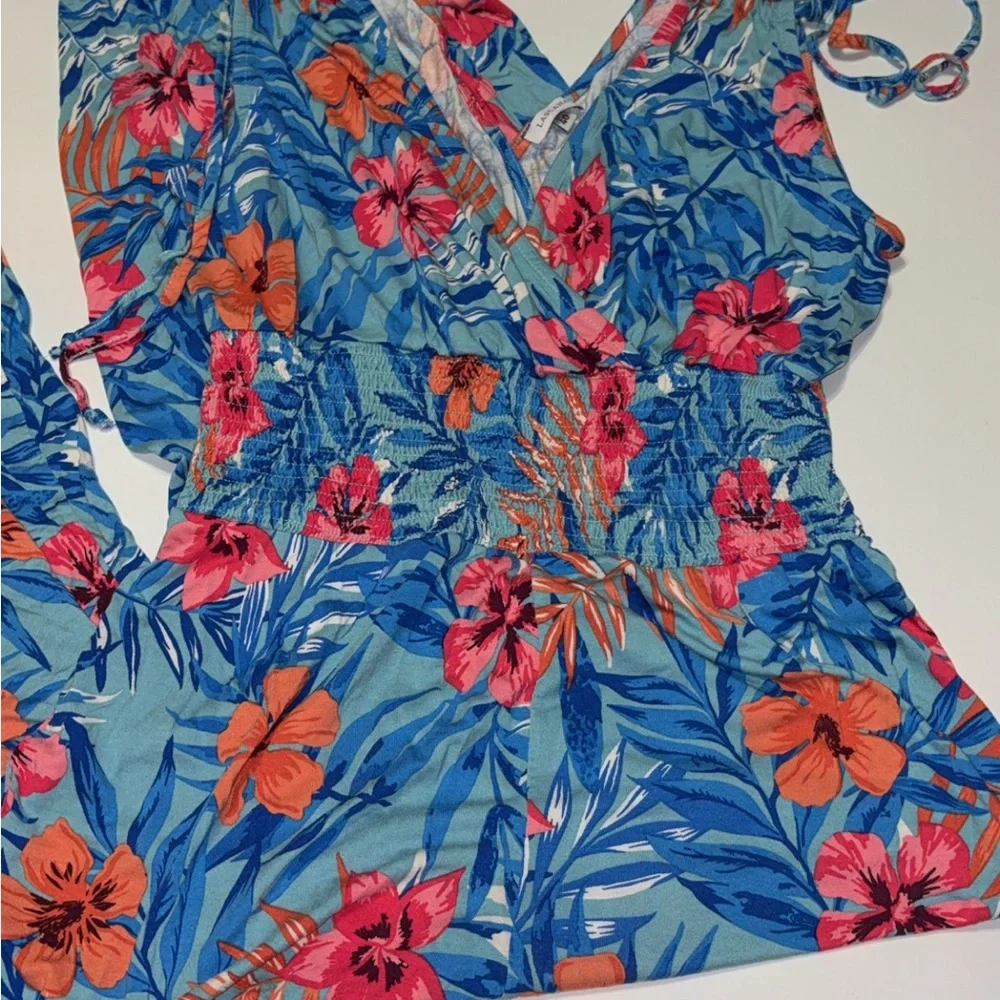 Floral Blue and Pink Jumpsuit - Picture 3 of 5